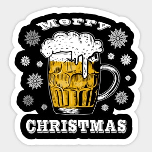 Funny Beer Drinkers Merry Christmas Snowflake Holiday Sticker